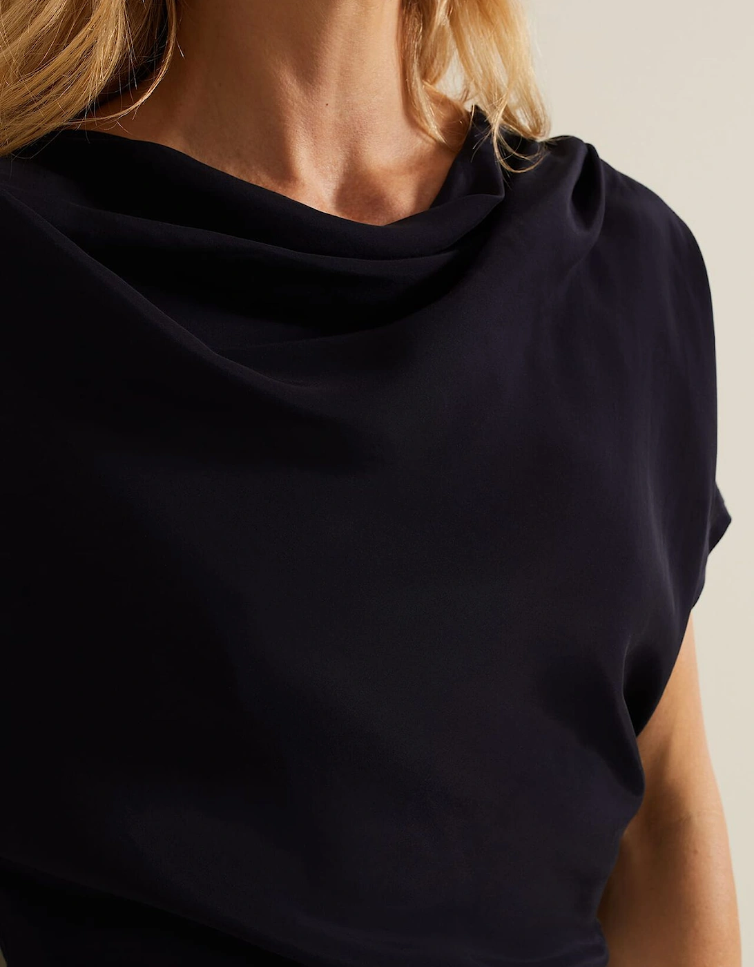 Cheryl Cowl Neck Woven Front Top