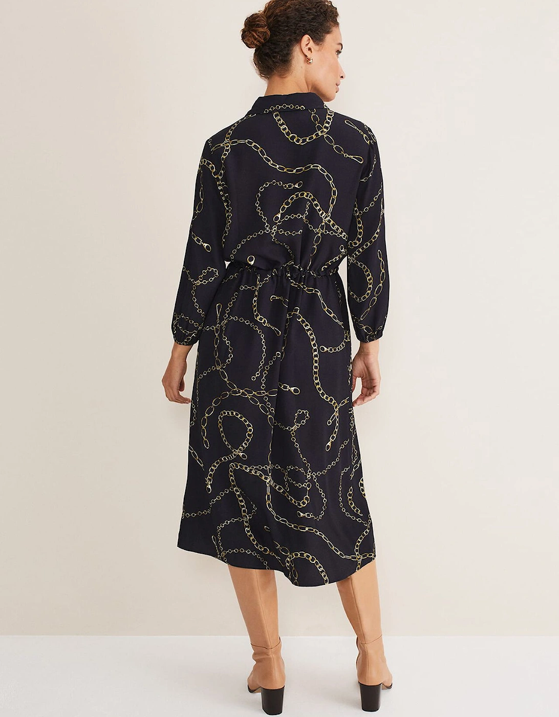 Tana Chain Print Shirt Midi Dress