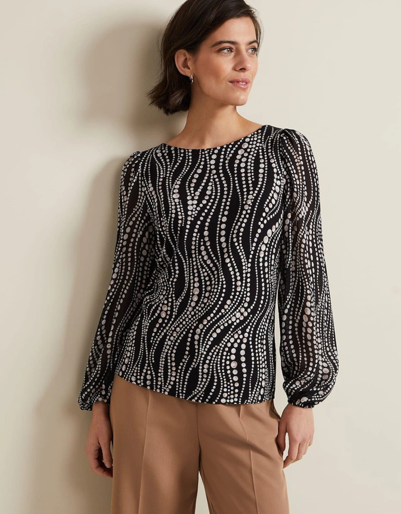 Patricia Pearl Print Woven Mix Top