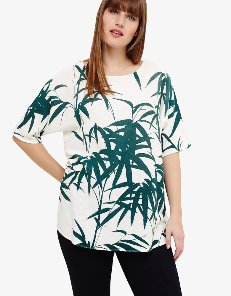 Saz Palm Print Knit Top