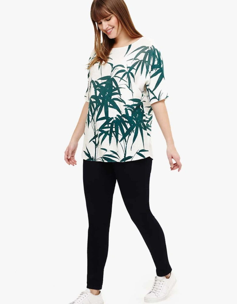 Saz Palm Print Knit Top