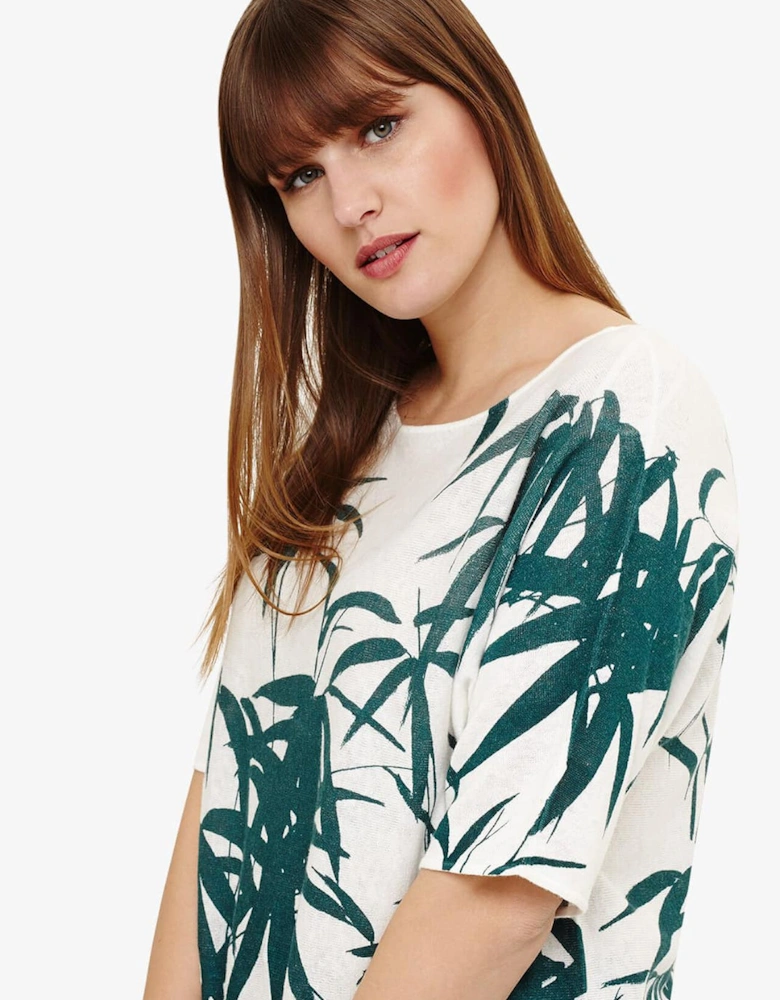 Saz Palm Print Knit Top