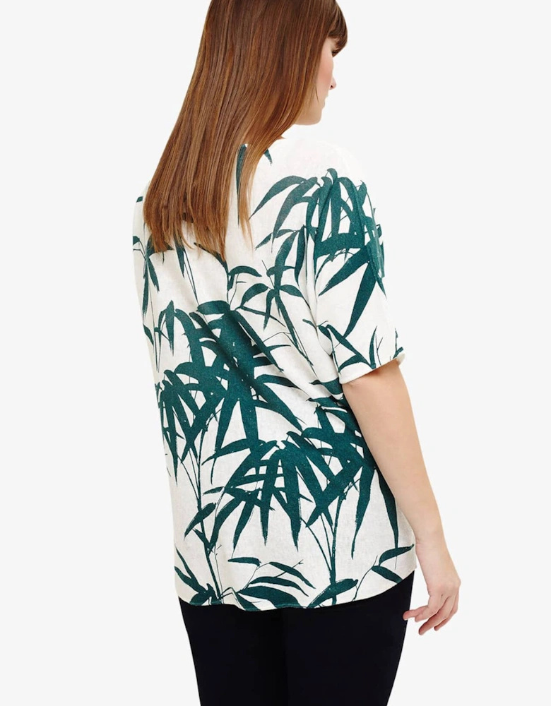 Saz Palm Print Knit Top