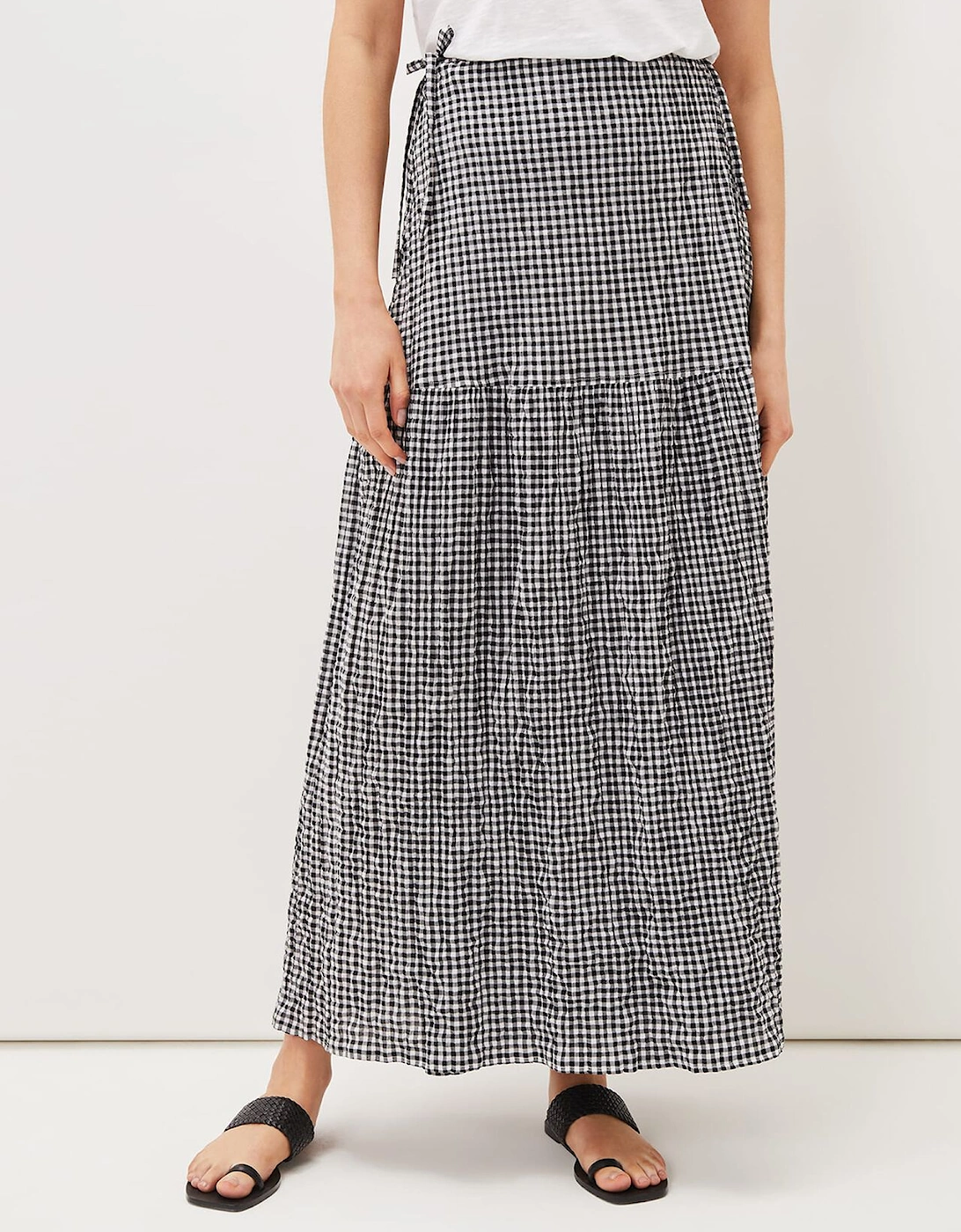 Tyrina Cotton Gingham Wrap Maxi Skirt