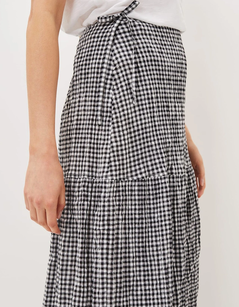 Tyrina Cotton Gingham Wrap Maxi Skirt