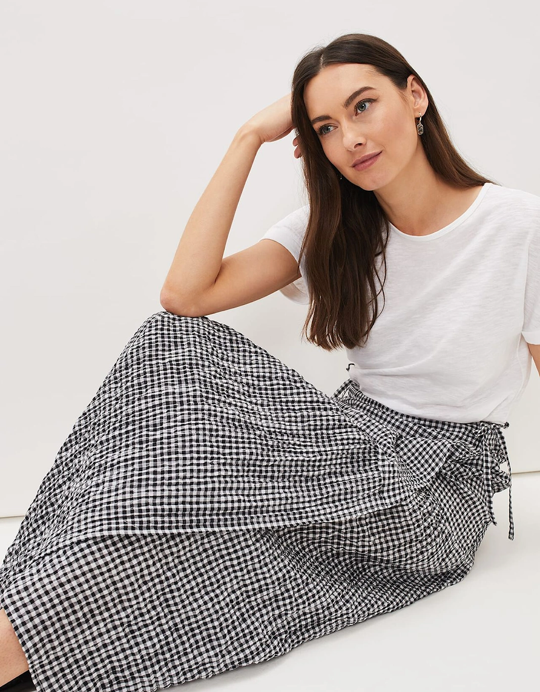 Tyrina Cotton Gingham Wrap Maxi Skirt