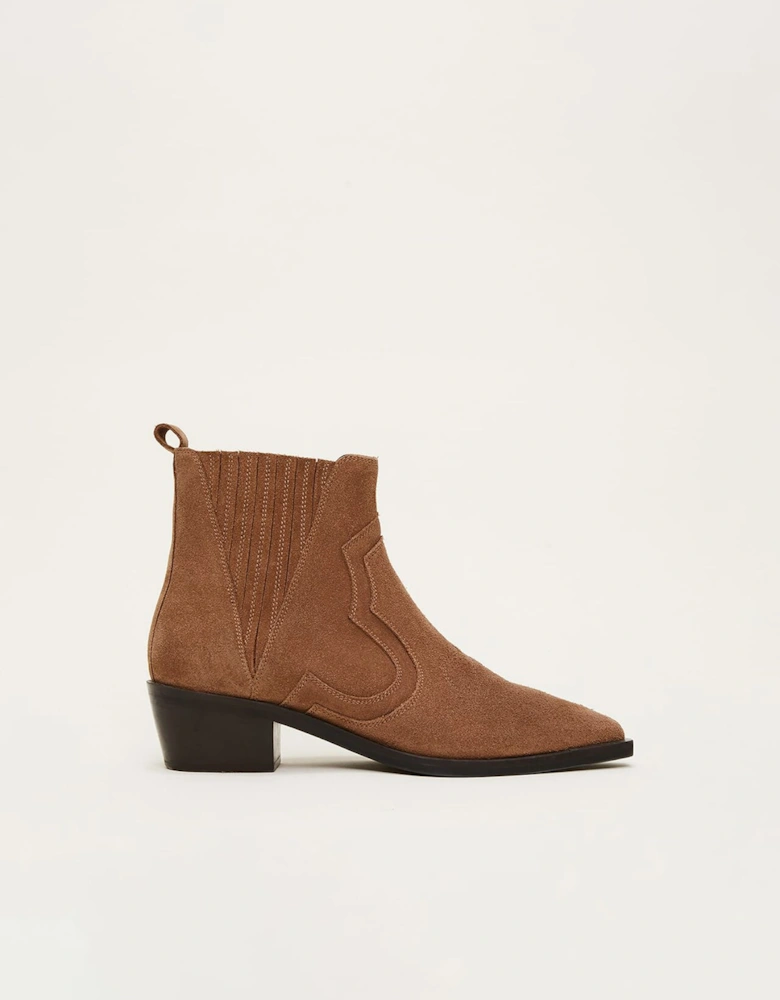 Stitch Detail Suede Ankle Boot