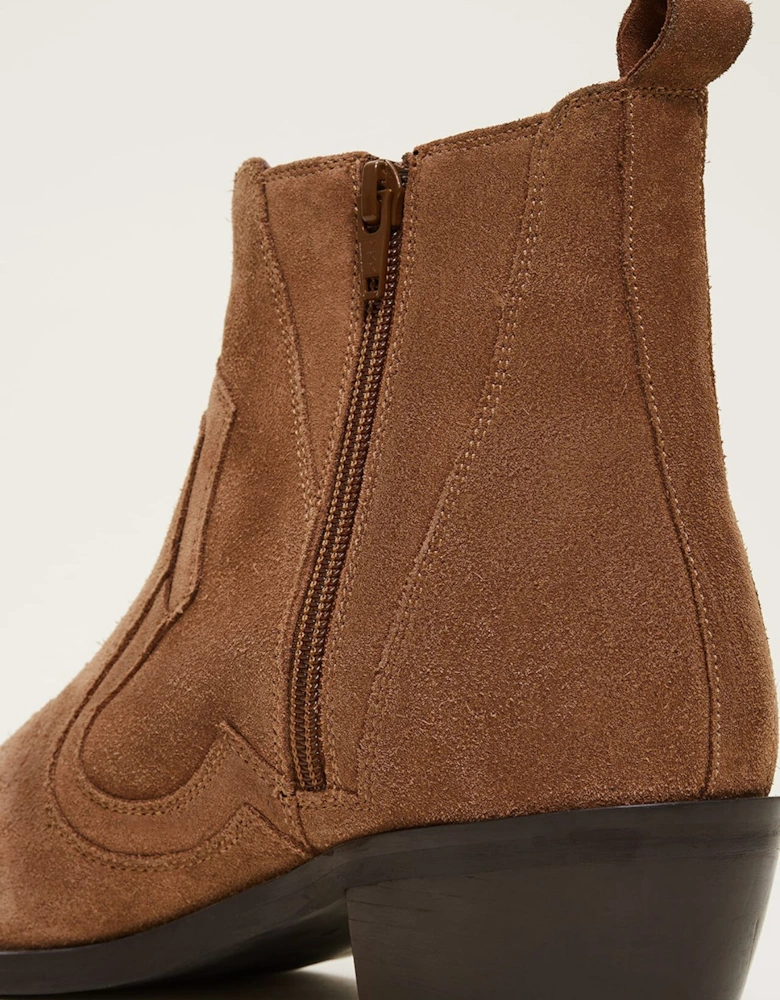 Stitch Detail Suede Ankle Boot