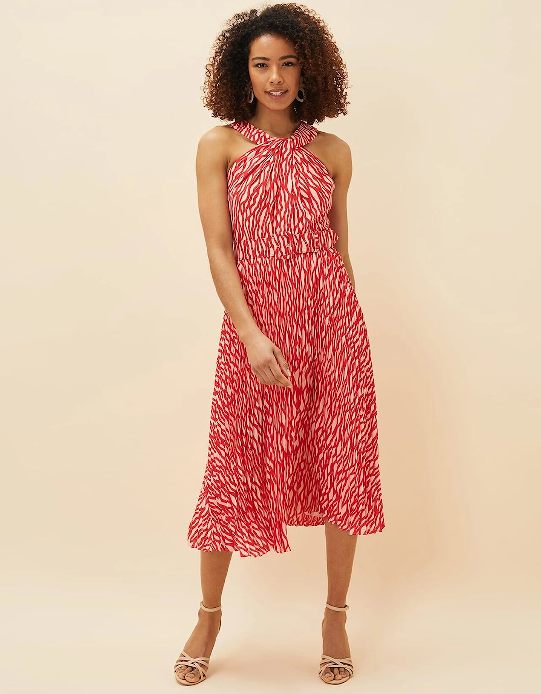 Yas Abstract Print Halterneck Dress