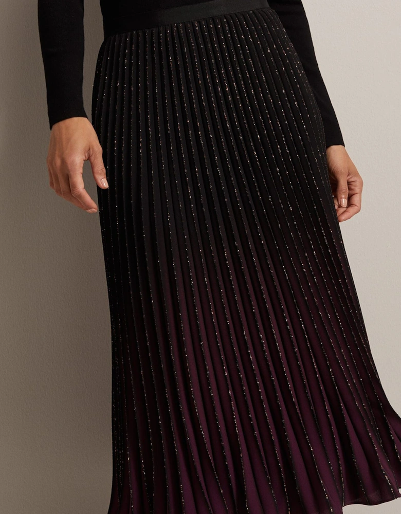 Estella Ombre Pleated Midi Skirt