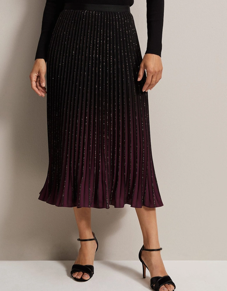 Estella Ombre Pleated Midi Skirt