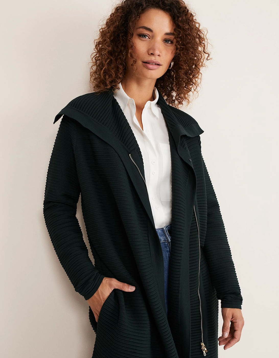 Sophia Ribbed Longline Coat