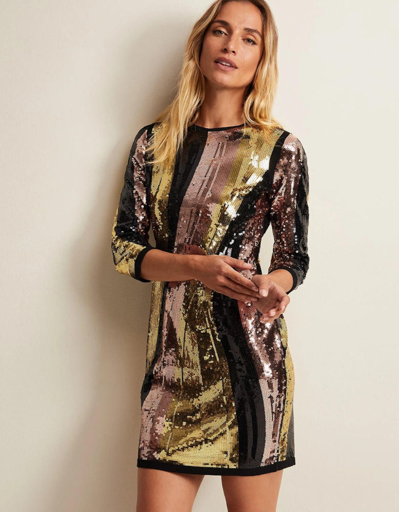 Cassey Rainbow Wave Sequin Dress