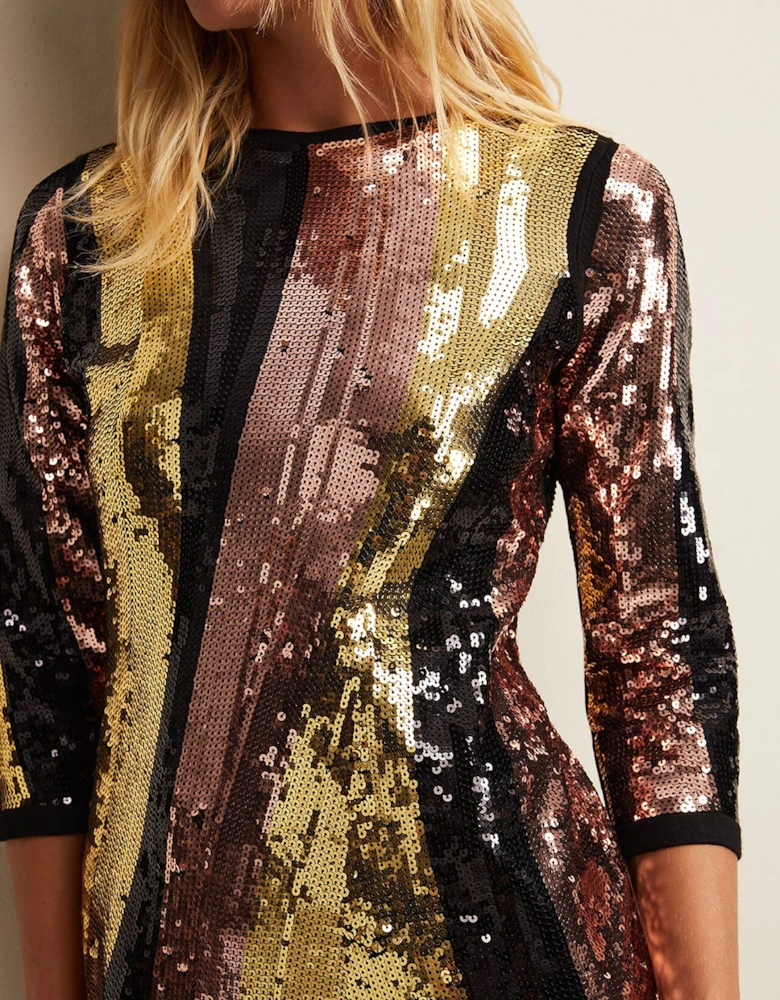 Cassey Rainbow Wave Sequin Dress