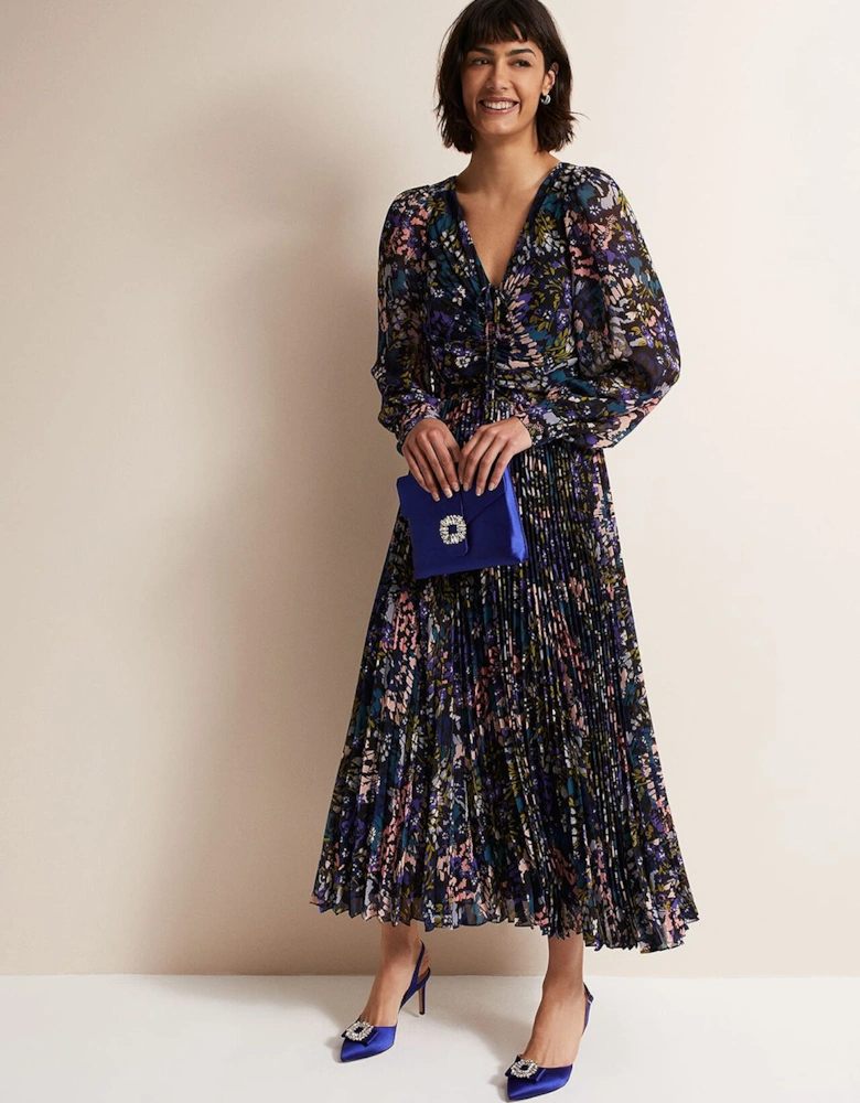 Kindra Floral Pleated Midi Dress