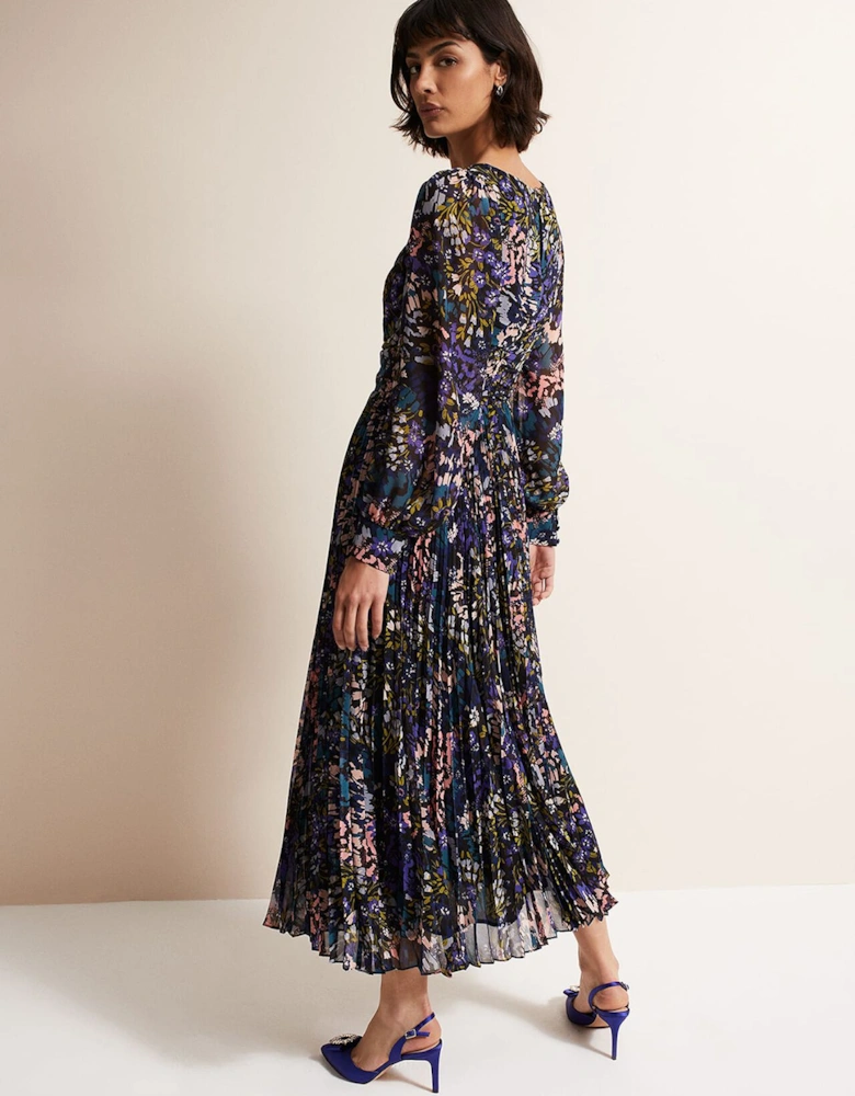 Kindra Floral Pleated Midi Dress