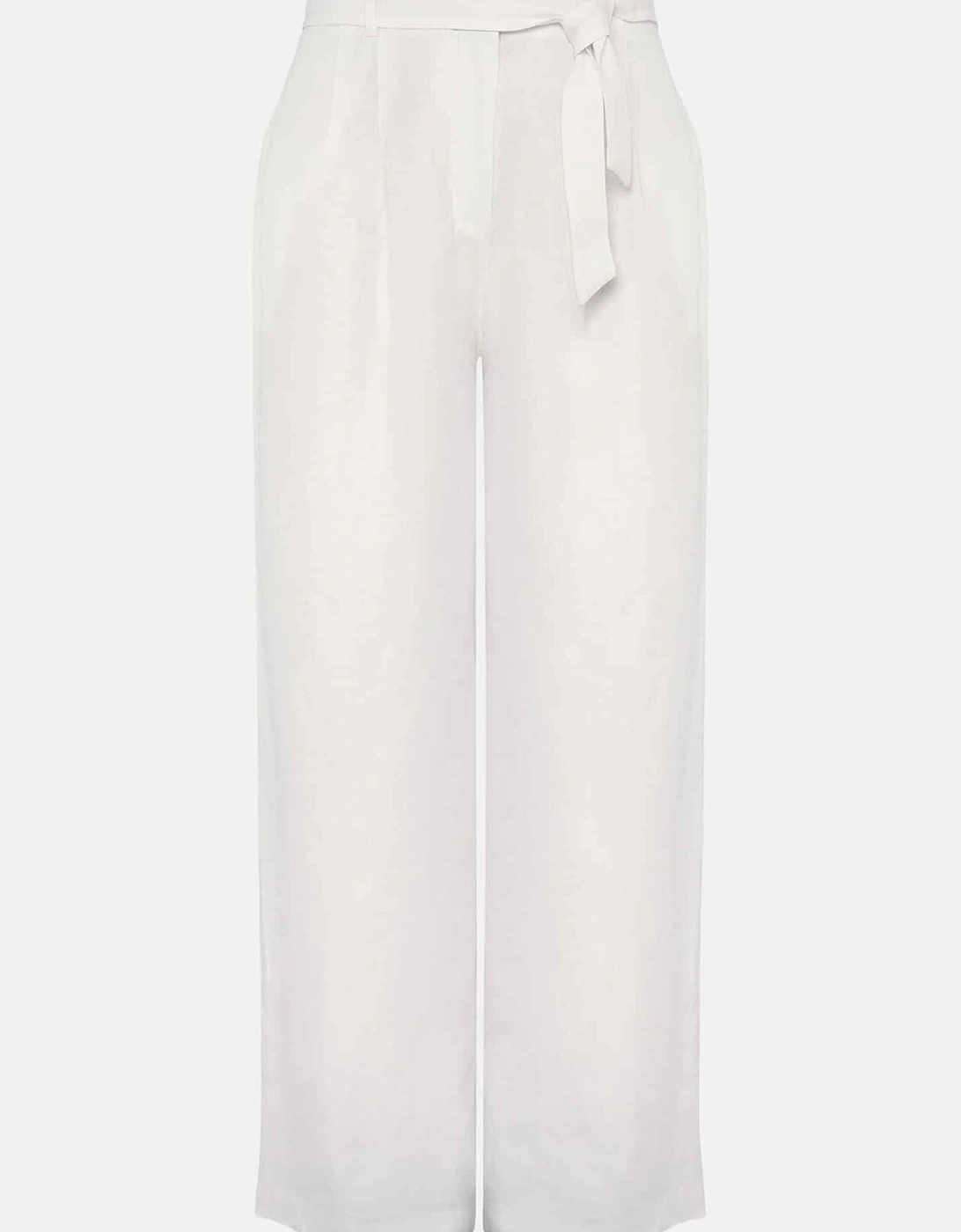 Aaliyah White Linen Wide Leg Trousers