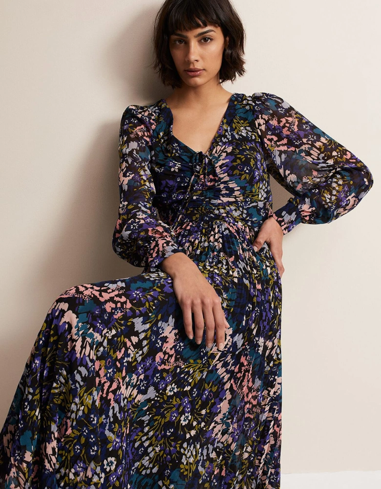 Kindra Floral Pleated Midi Dress