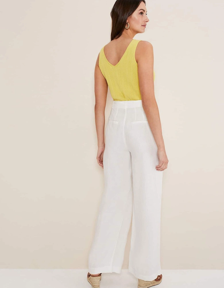 Aaliyah White Linen Wide Leg Trousers