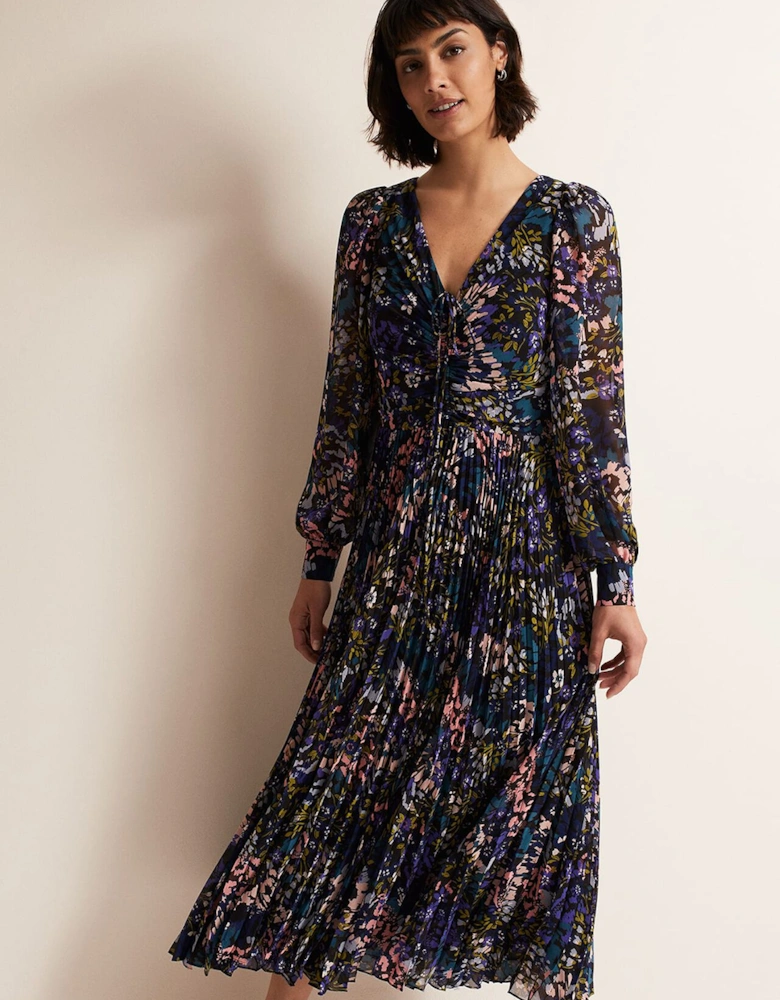 Kindra Floral Pleated Midi Dress