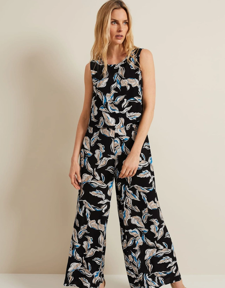 Aubrey Leaf Print Jumpsuit