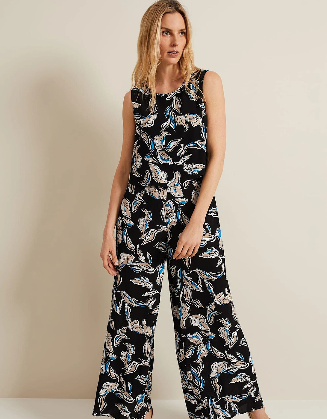 Aubrey Leaf Print Jumpsuit