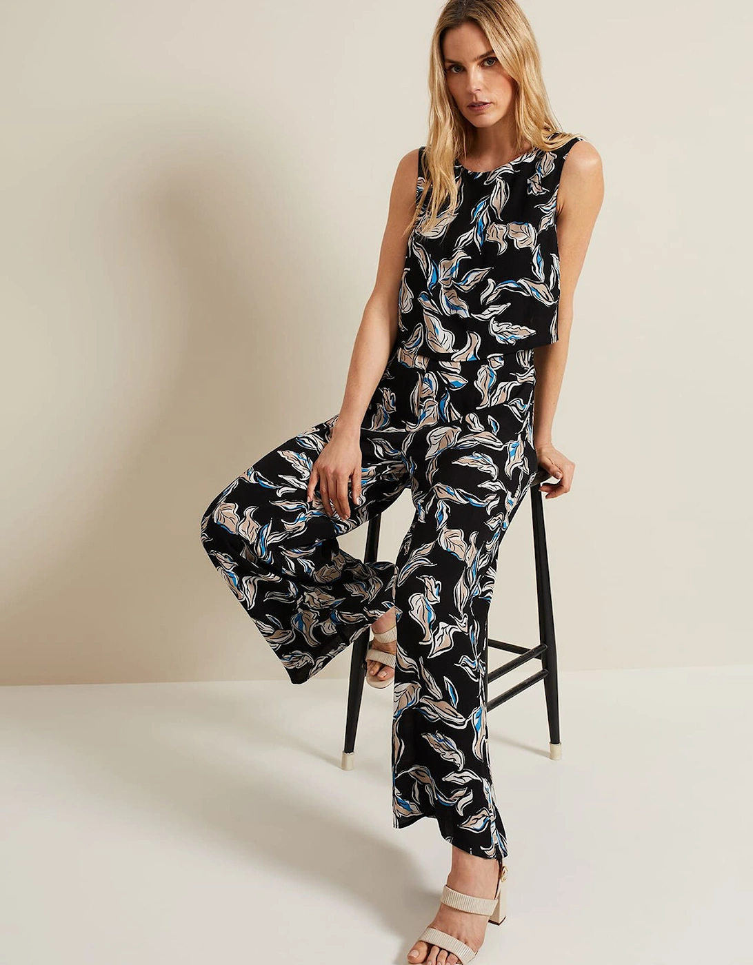 Aubrey Leaf Print Jumpsuit