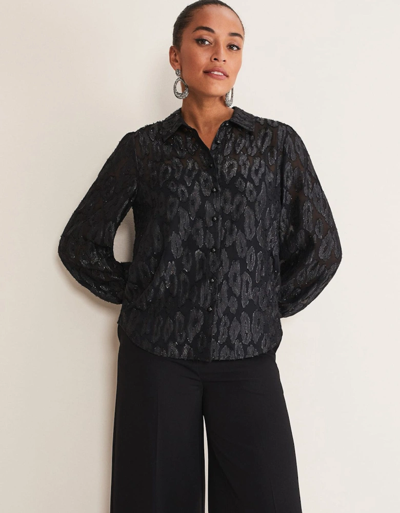 Tate Leopard Jacquard Blouse