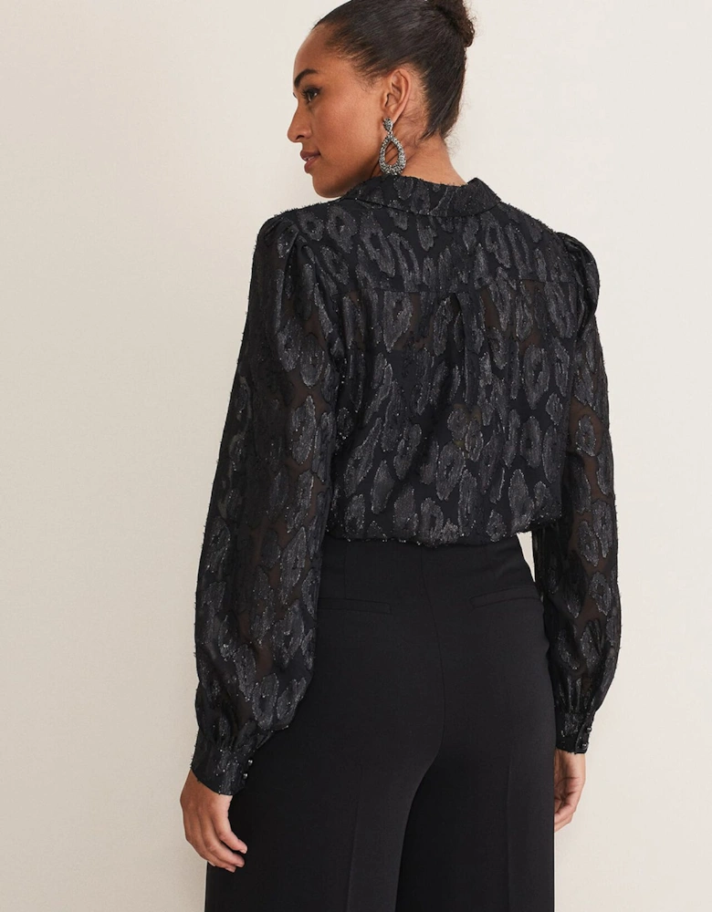 Tate Leopard Jacquard Blouse