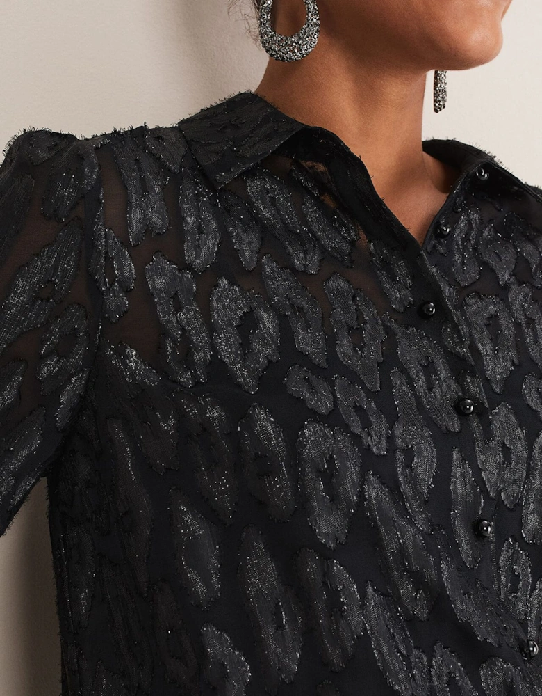 Tate Leopard Jacquard Blouse