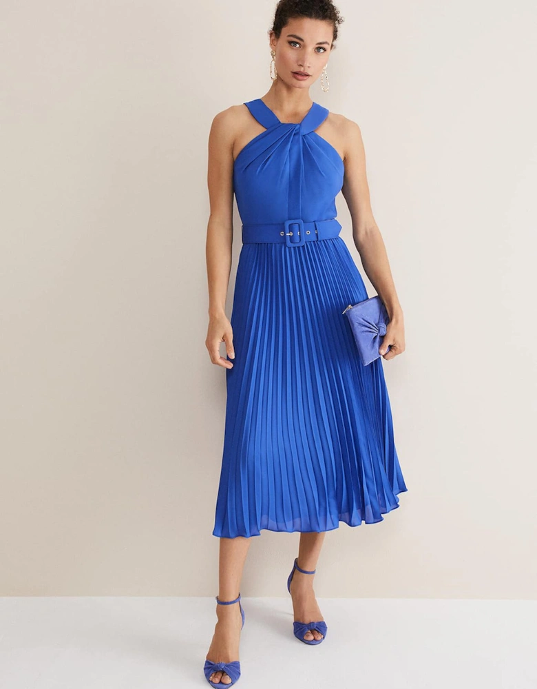 Yas Blue Halterneck Midi Dress