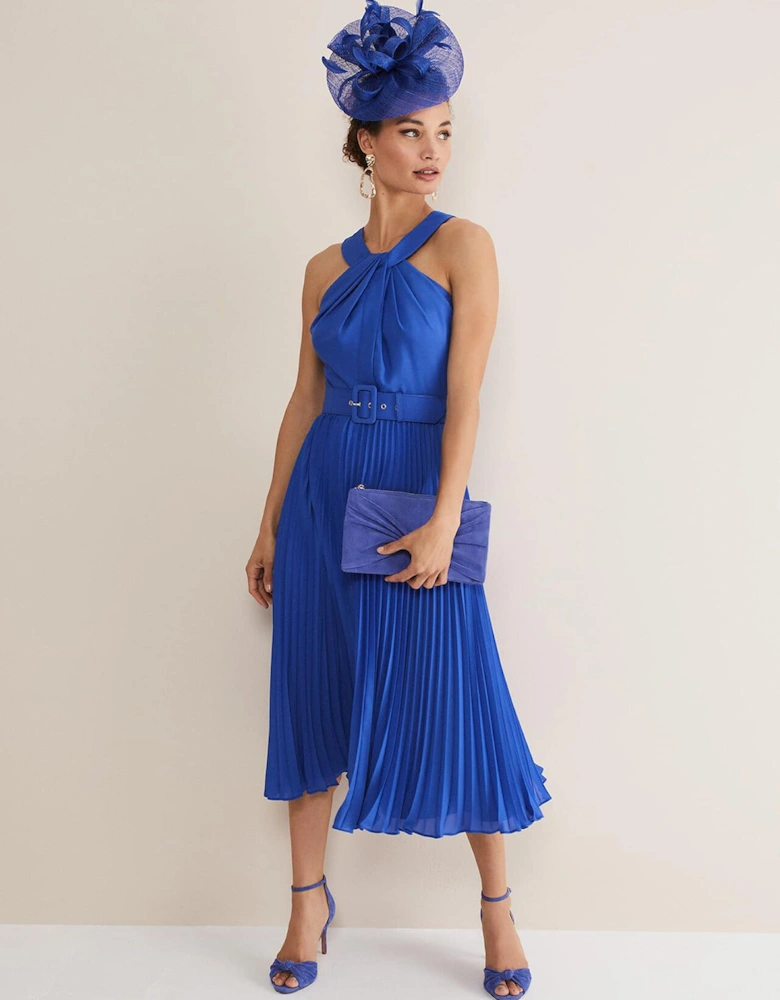 Yas Blue Halterneck Midi Dress