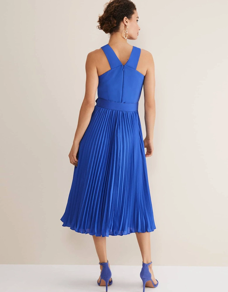 Yas Blue Halterneck Midi Dress