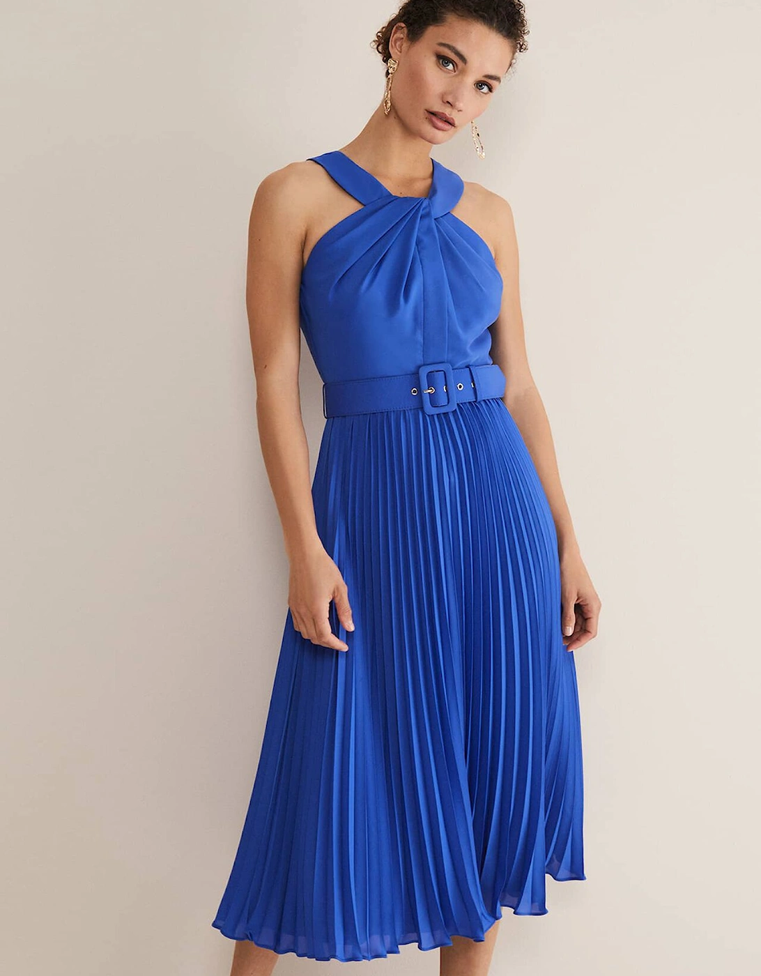 Yas Blue Halterneck Midi Dress