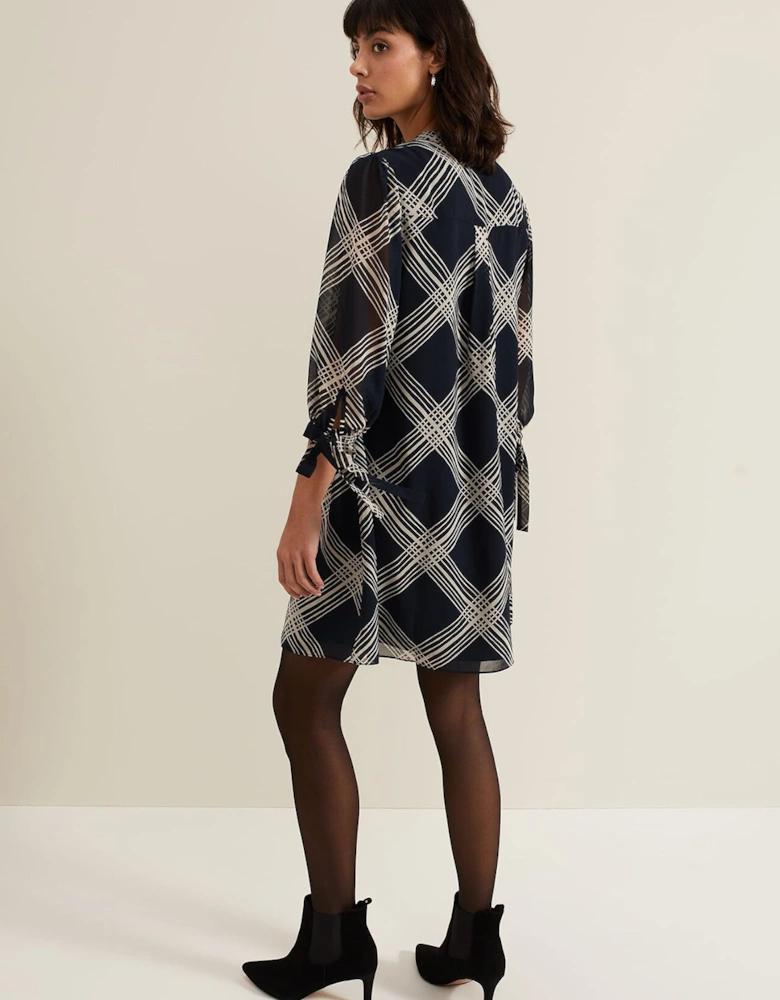 Cora Check Navy Tunic Dress