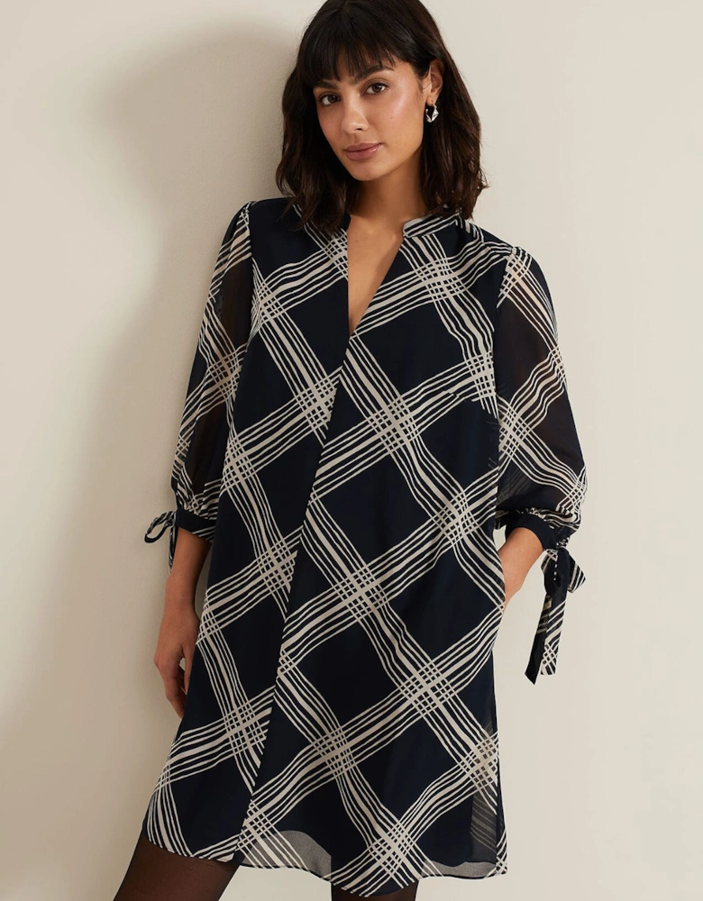 Cora Check Navy Tunic Dress