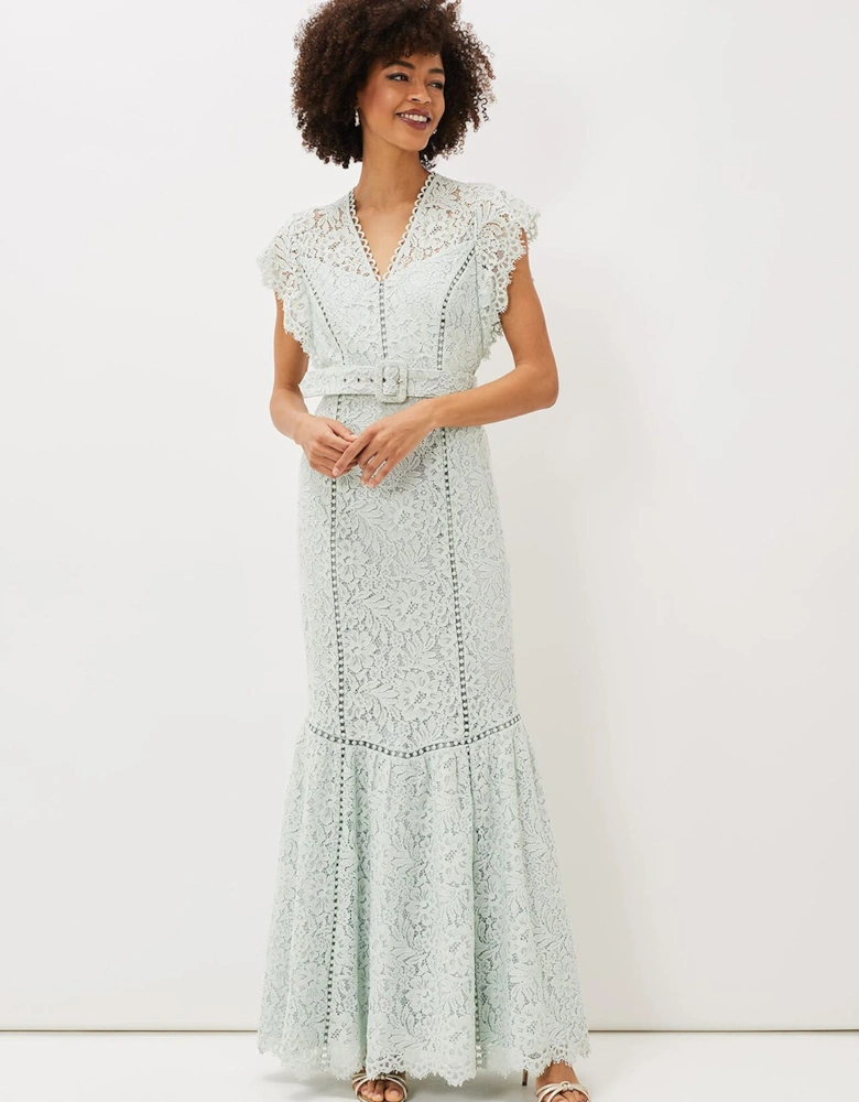 Esmerelda Lace Belted Fishtail Dress