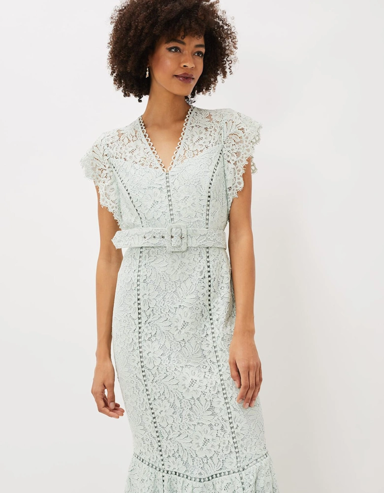 Esmerelda Lace Belted Fishtail Dress