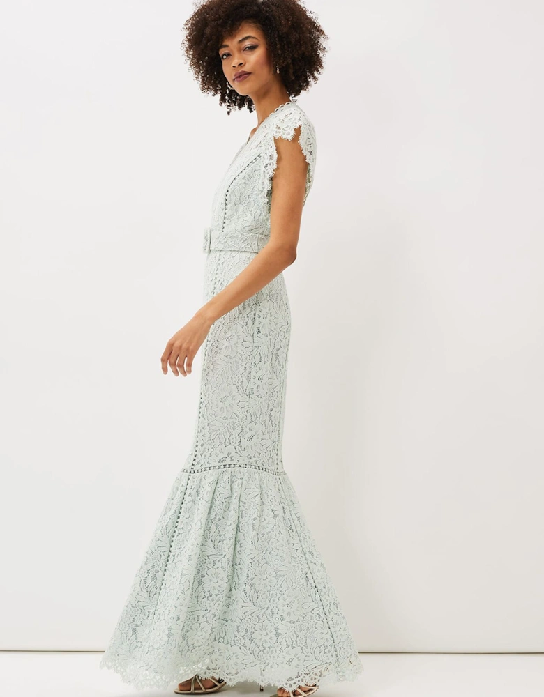 Esmerelda Lace Belted Fishtail Dress