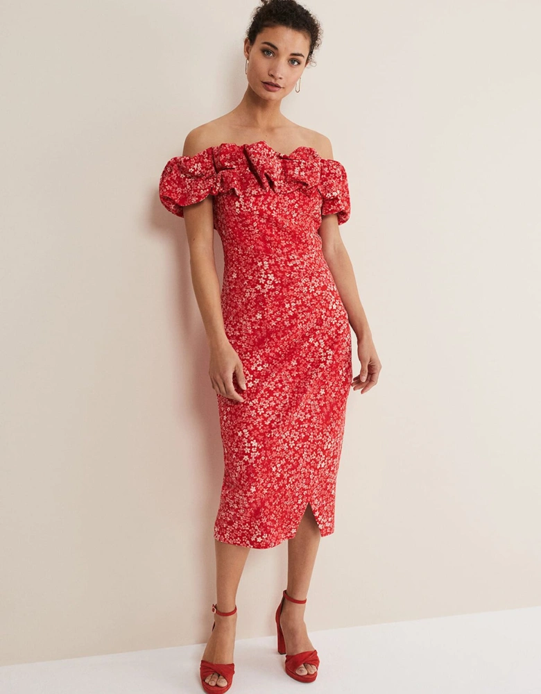 Senita Off Shoulder Ditsy Dress