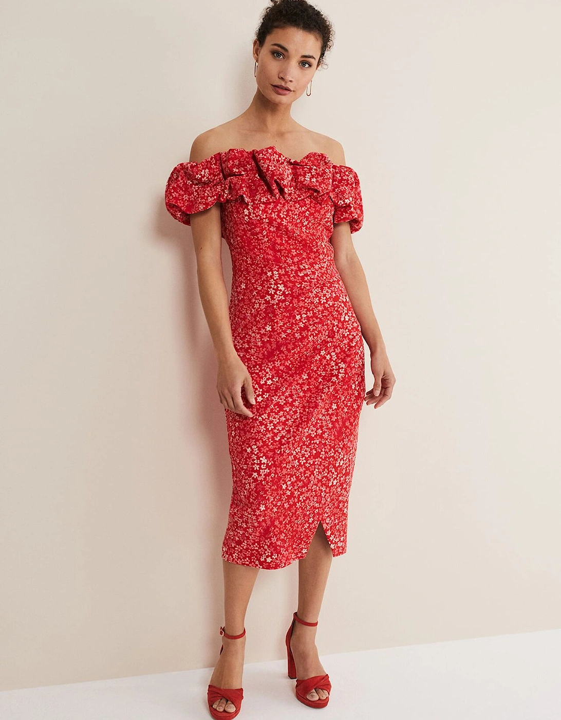 Senita Off Shoulder Ditsy Dress