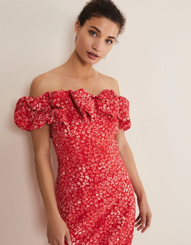 Senita Off Shoulder Ditsy Dress