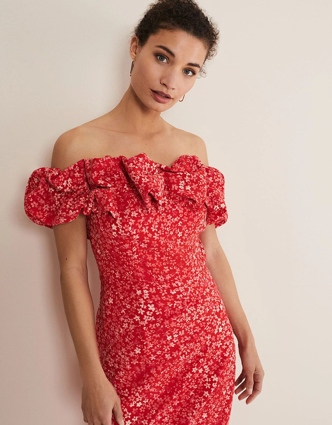 Senita Off Shoulder Ditsy Dress