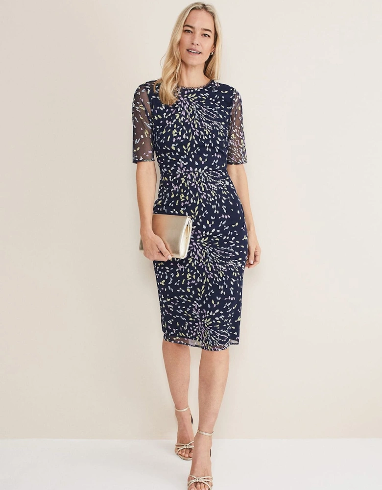 Aileena Embroidered Bodycon Midi Dress