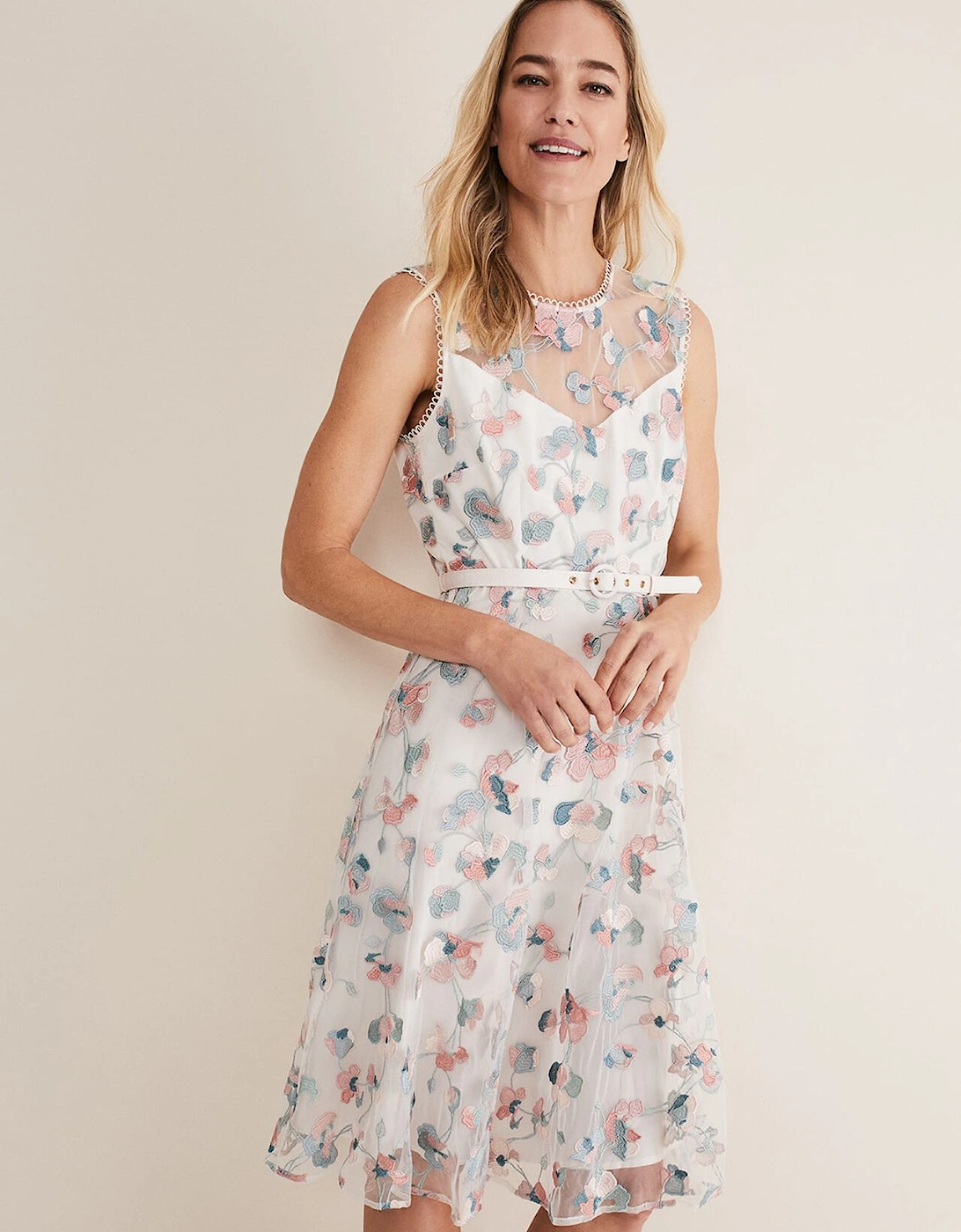 Leighton Floral Embroidered Midi Dress