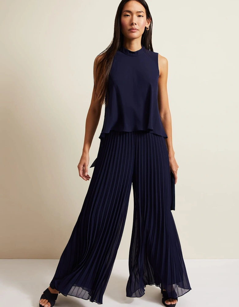 Eden Navy Pleated Jumpsuit