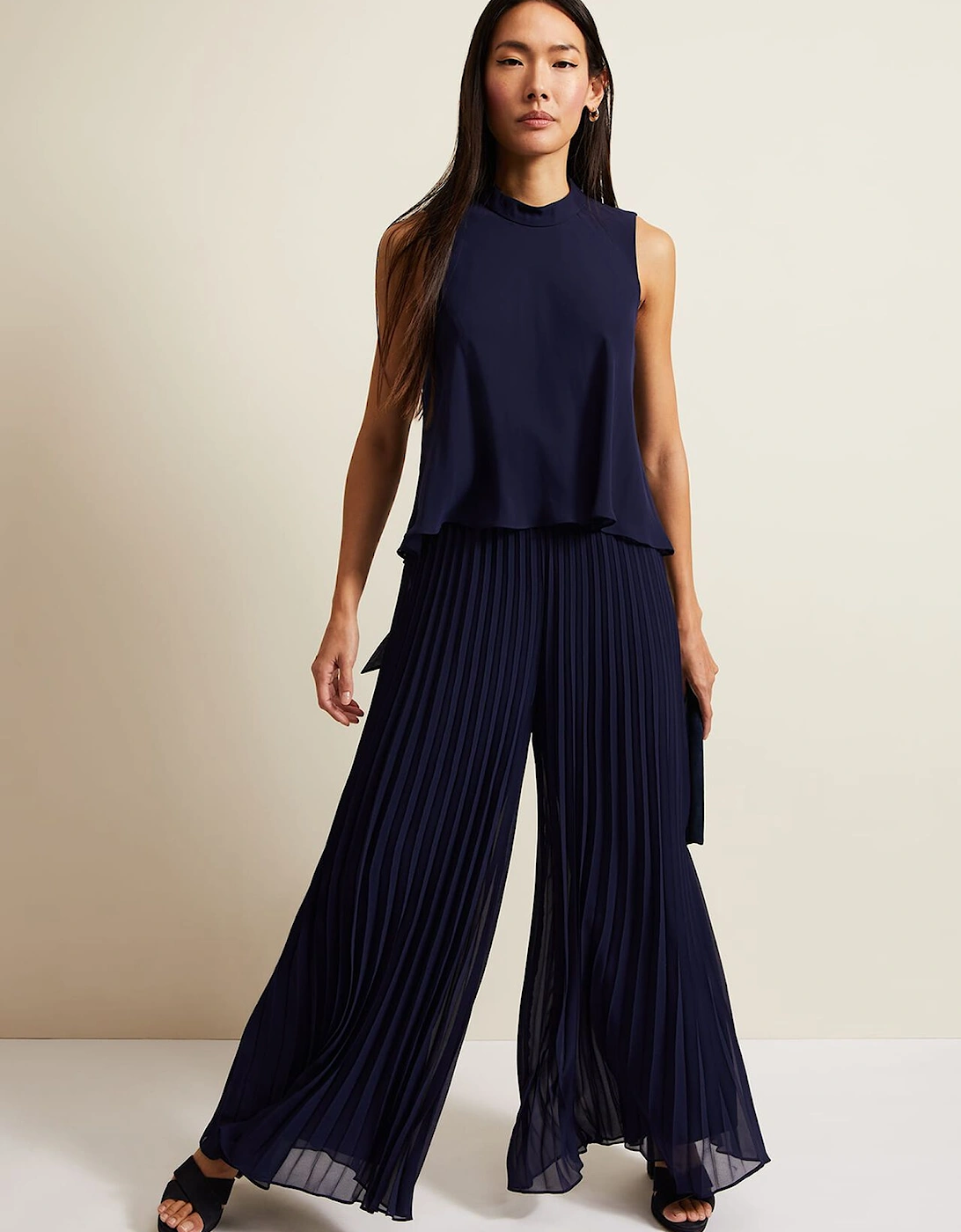 Eden Navy Pleated Jumpsuit, 7 of 6