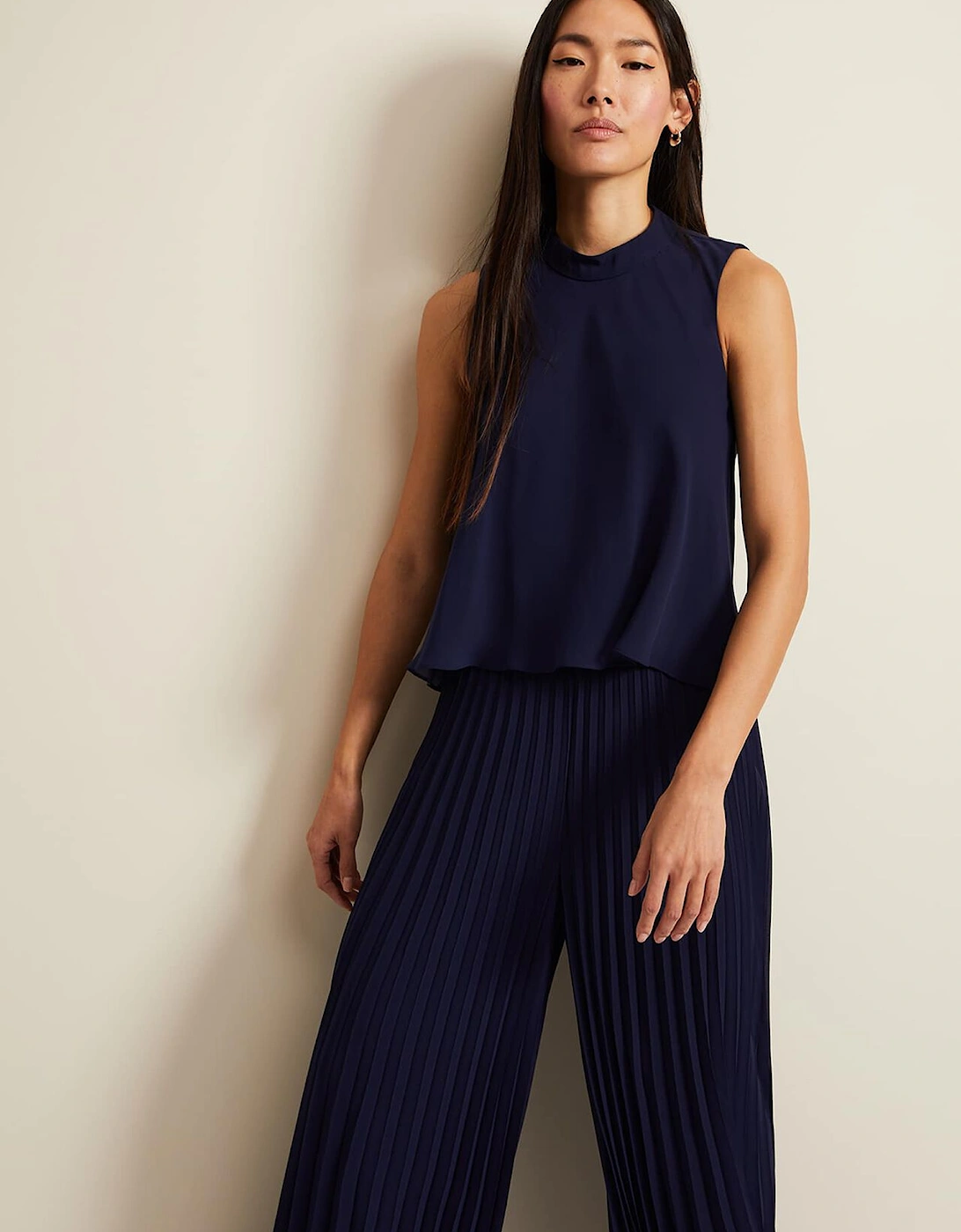 Eden Navy Pleated Jumpsuit