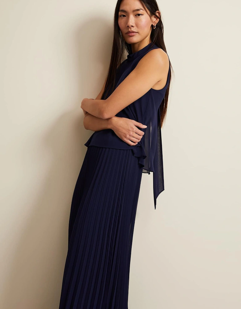 Eden Navy Pleated Jumpsuit