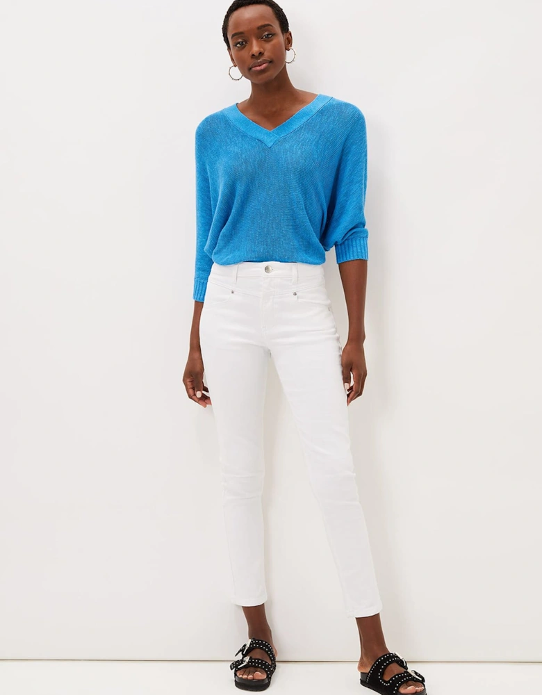 Hailee Topstitch Skinny Jeans Short